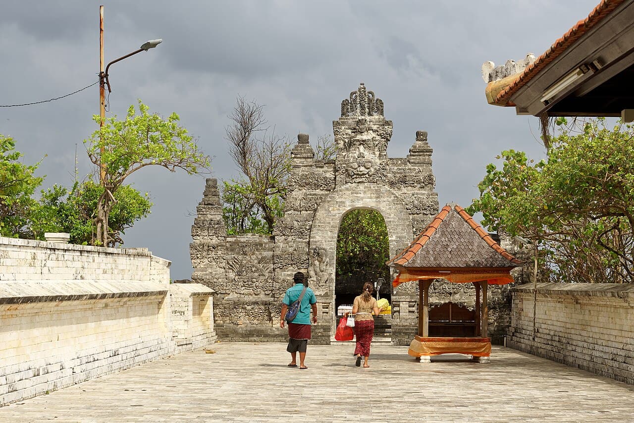 Uluwatu Temple on a clifftop above the sea in Bali