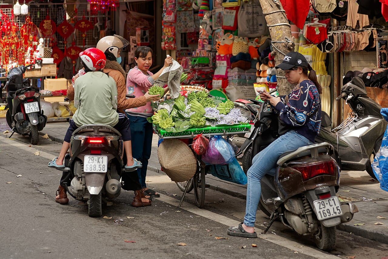 A busy street in Hanoi's Old Quarter