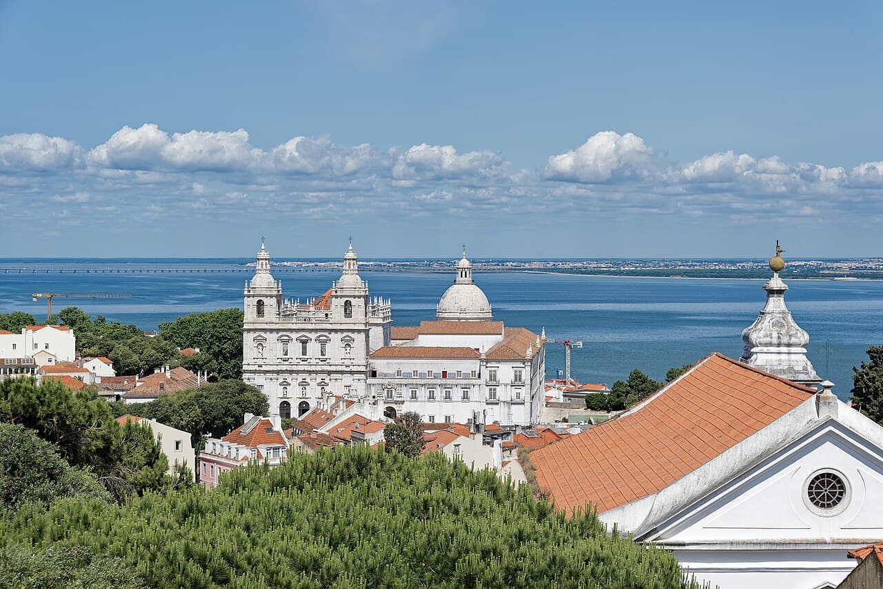 Ramparts of São Jorge Castle overlooking the rooftops of Lisbon