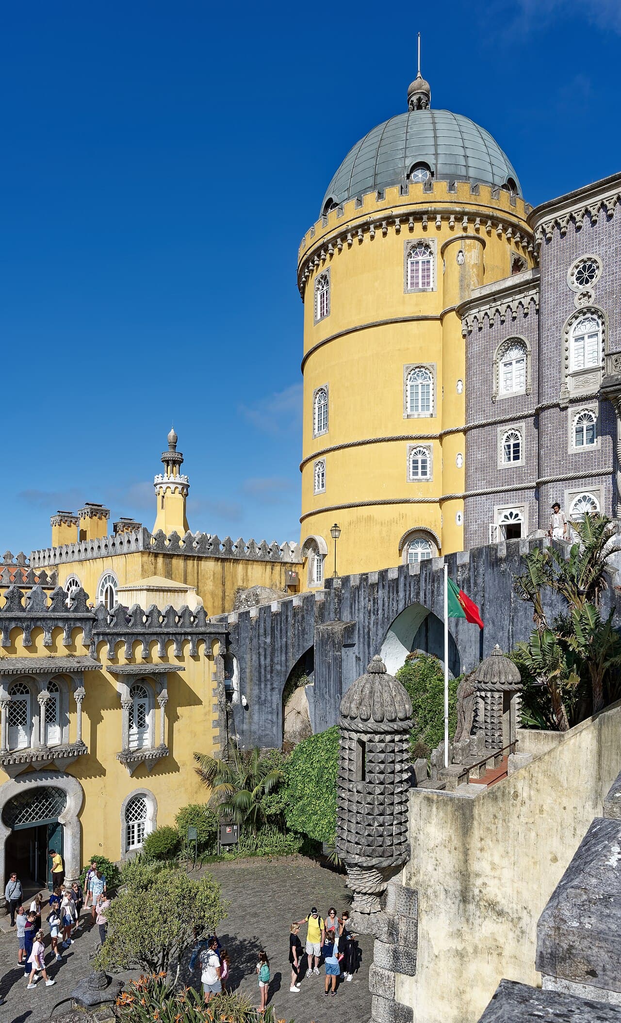 The colourful towers of Pena Palace in Sintra, Portugal